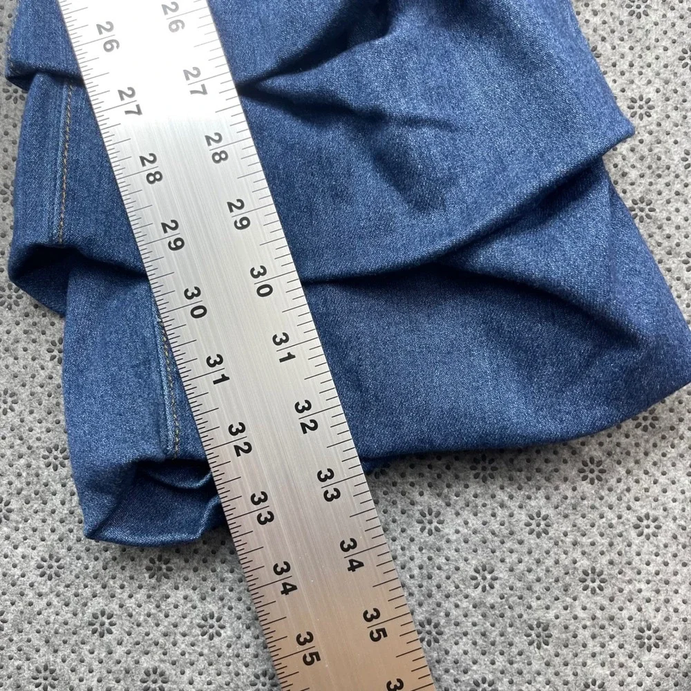 NEW Vibrant MIU Womens 2X Ruffle Tiered Flare Jeans High Rise Blue Denim W32xL33 - Picture 7 of 10